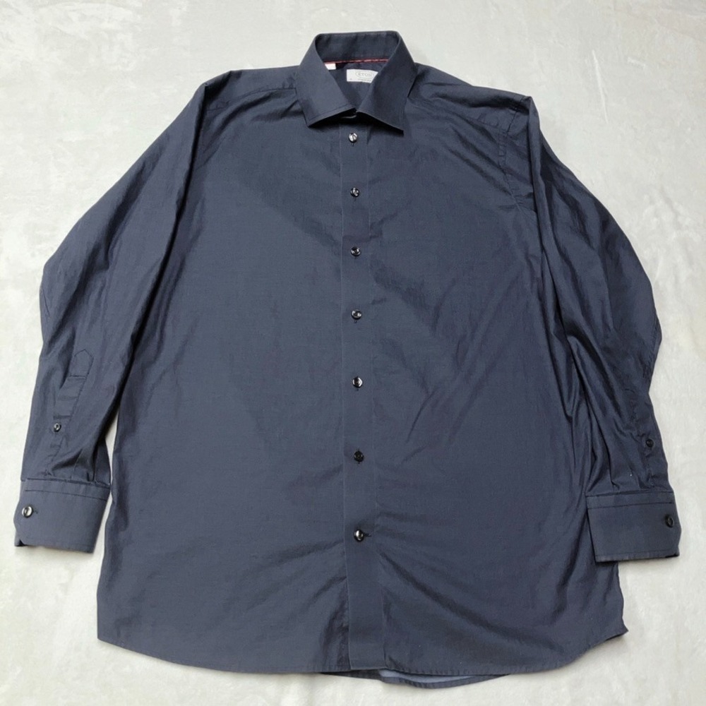 Eton Dress‎ Contemporary Dress Shirt Men 16.5 / 42 Dark Navy Charcoal Button Up
